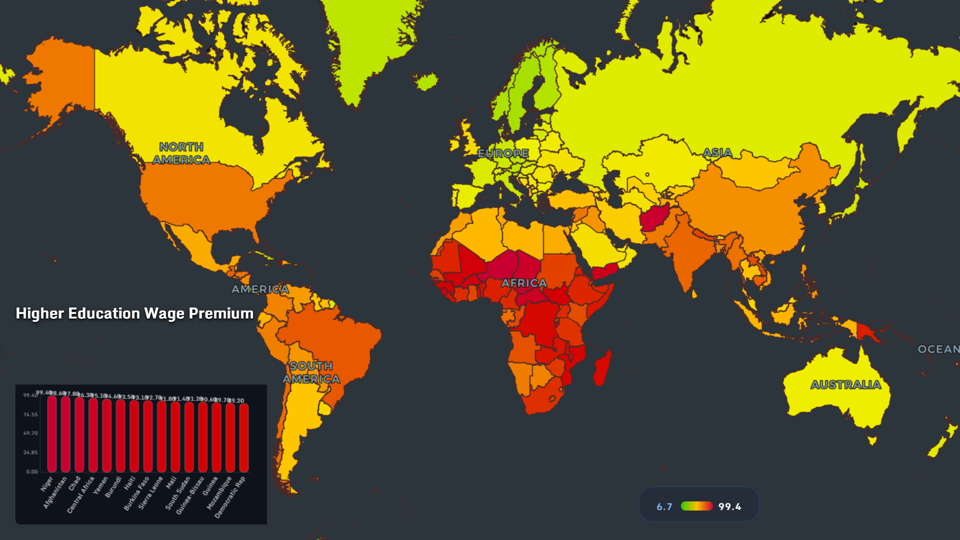 Higher education wage premium map